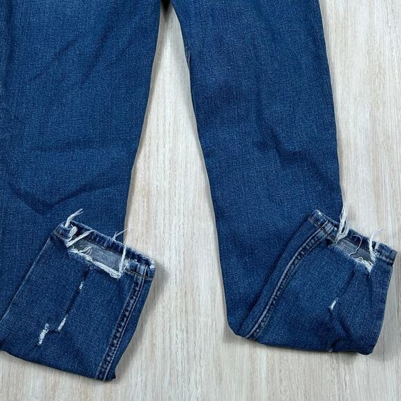 Abercrombie & Fitch High Rise Skinny Jeans Distressed Blue Denim Raw Hem 26 - Picture 5 of 16